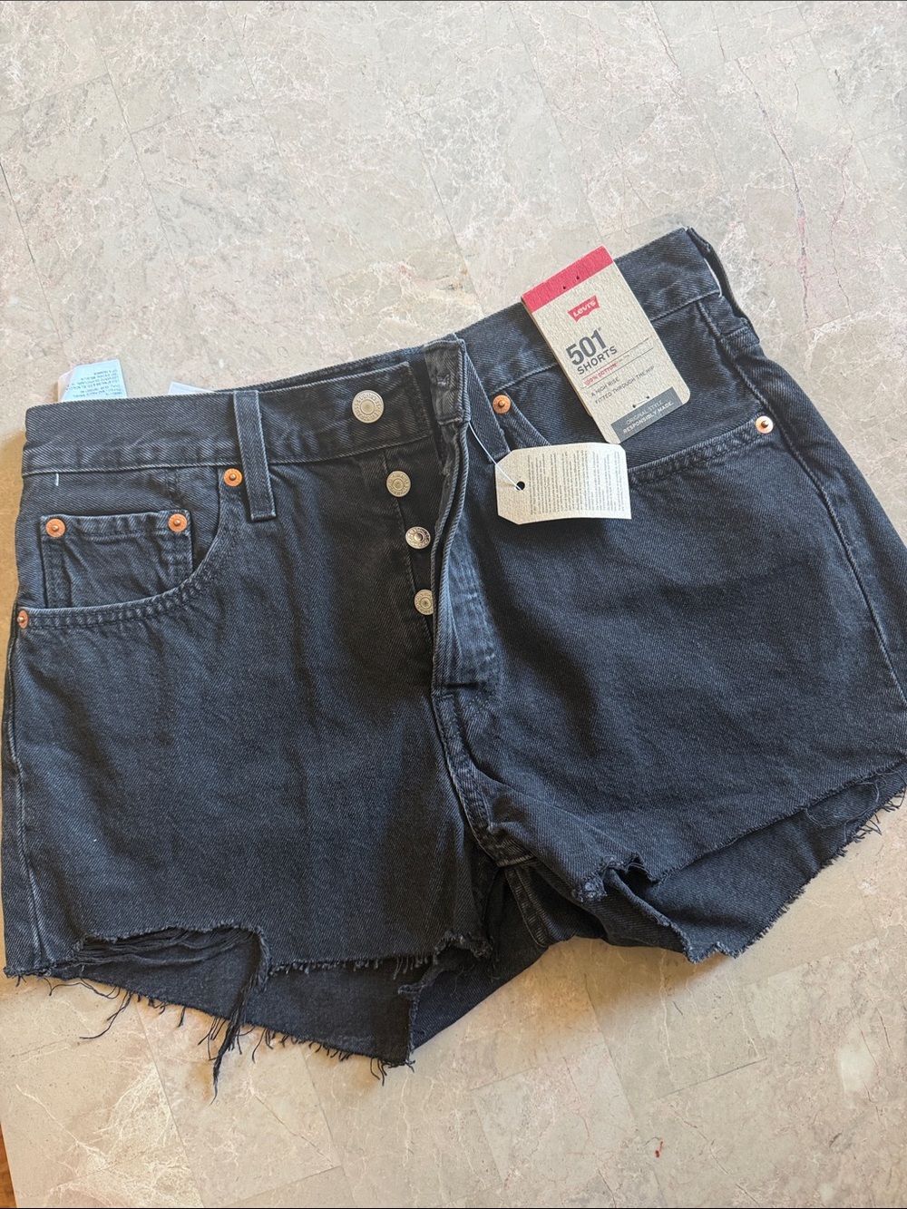Levi's Black 501 High-Rise Button-Fly Denim Shorts